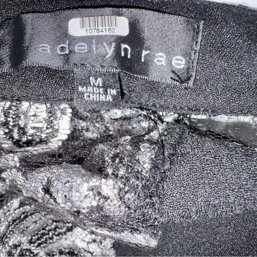 Adelyn Rae Black Dress with Silver Floral Lace Accents - Picture 4 of 4